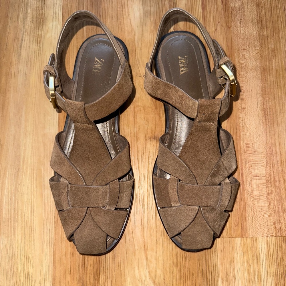 Taupe Gray Suede Women's Sandals